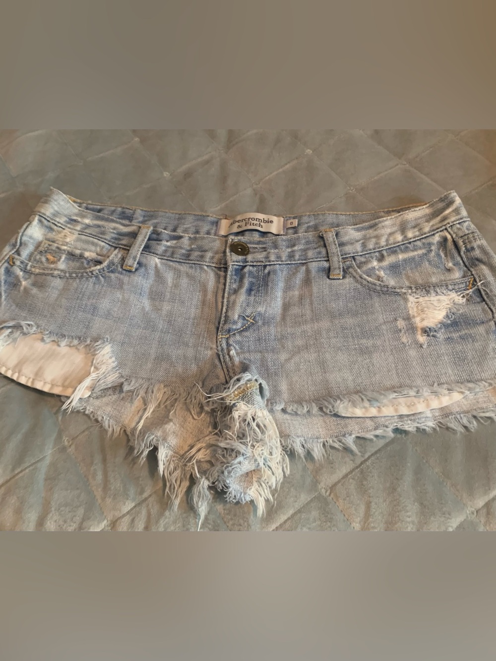 Abercrombie & Fitch Light Blue Distressed Denim Shorts